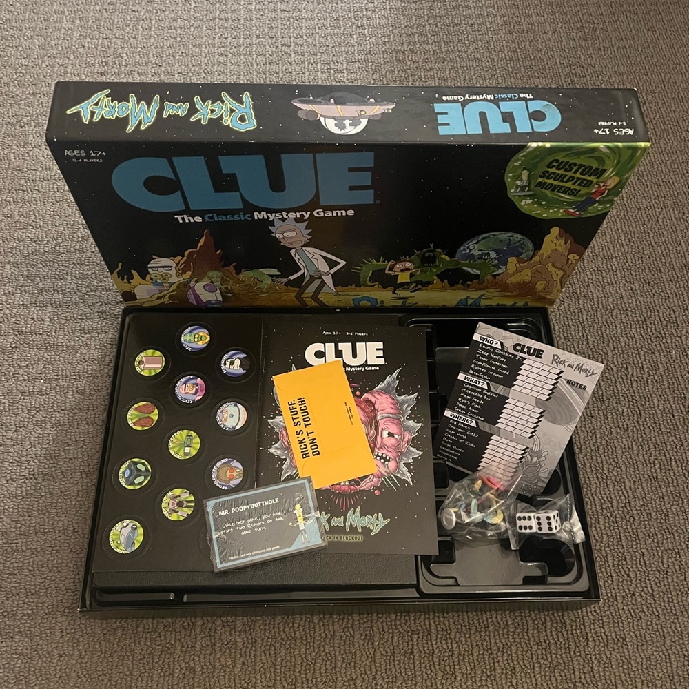 Clue Rick And Morty Back In Blackout Classic Mystery Board Game Adult Swim NOB!!